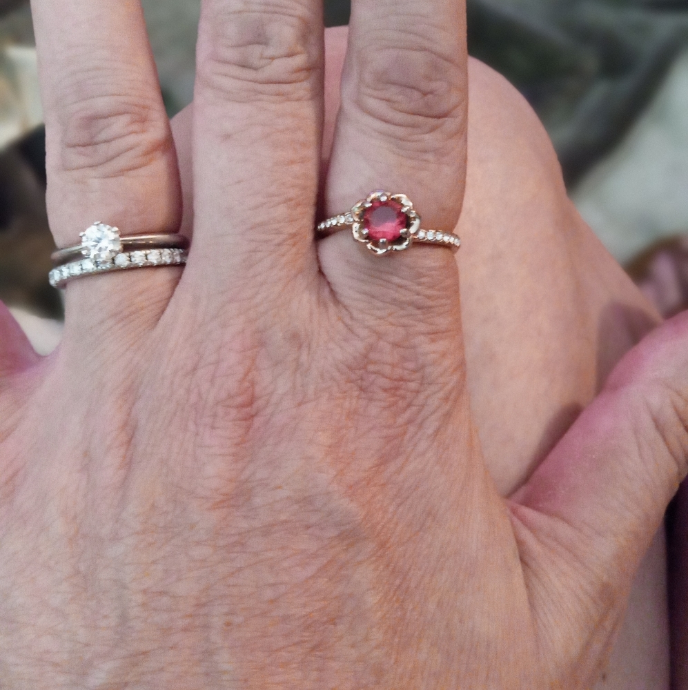 3 Piece Rose Gold Ruby Ring Set 8 - image 2